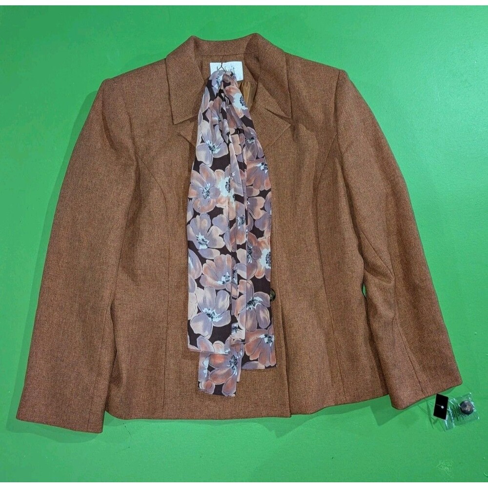 Le Suit Blazer Jacket Petite 14 Women's Rust Orange NWT Corpcore Professional